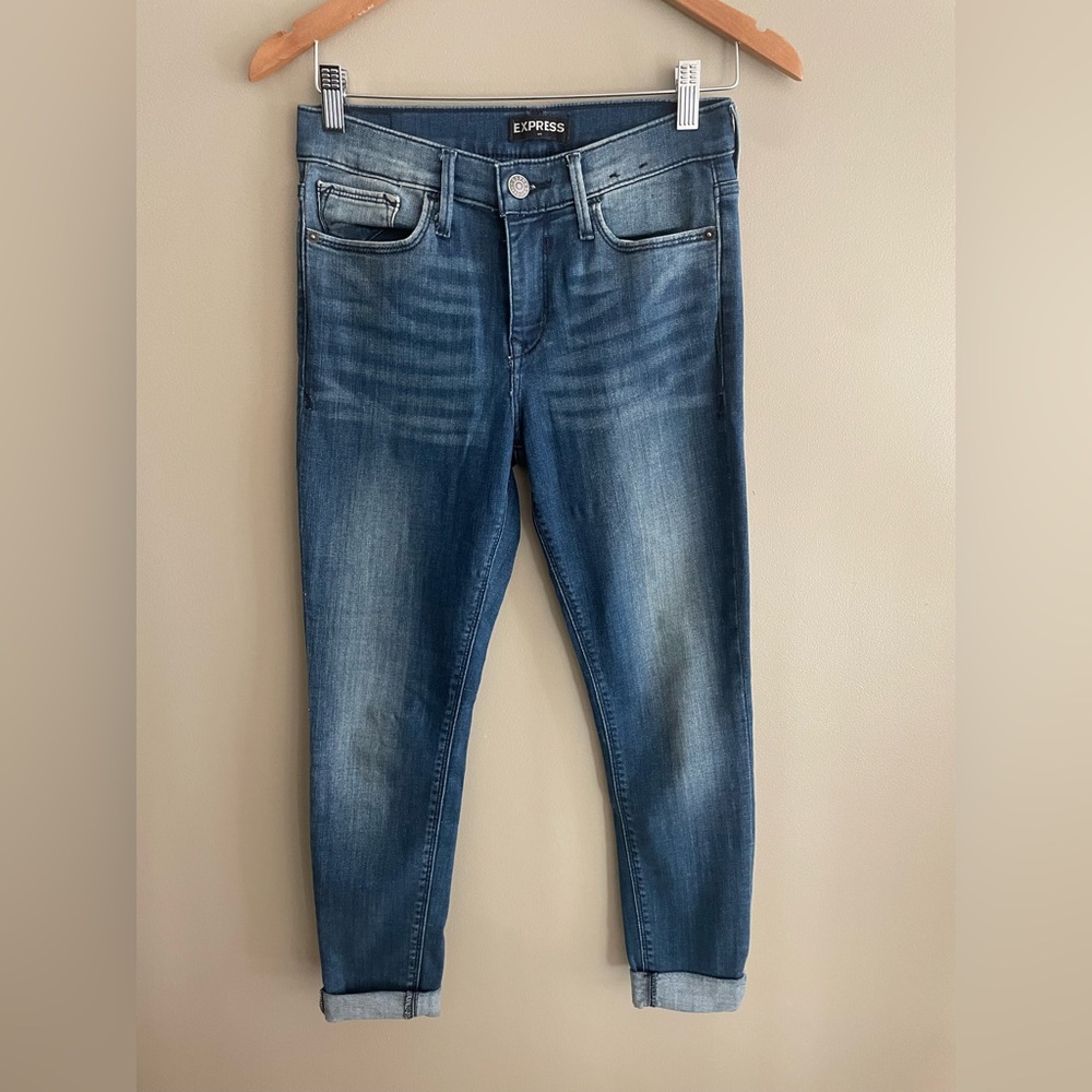 Express: Mid Rise Blue Denim Jeans - Picture 10 of 16